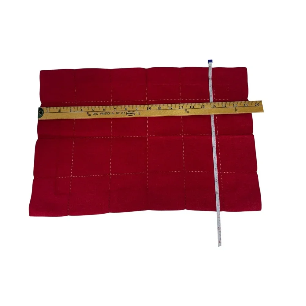 Bloomingdale's Art Home‎ Red Linen Cloth Placemats Set of 4 Table Decor (Flaws)